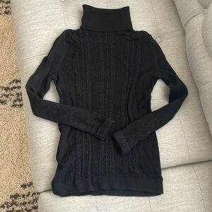 Talbots elegant black ribbed cotton/rayon blend turtleneck size small